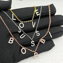 Stainless Steel 5mm  Chain Initial Letters DIY Pendant Necklace Jewelry Gift