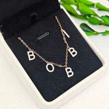 Stainless Steel 5mm  Chain Initial Letters DIY Pendant Necklace Jewelry Gift