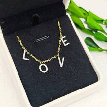 Stainless Steel 5mm  Chain Initial Letters DIY Pendant Necklace Jewelry Gift