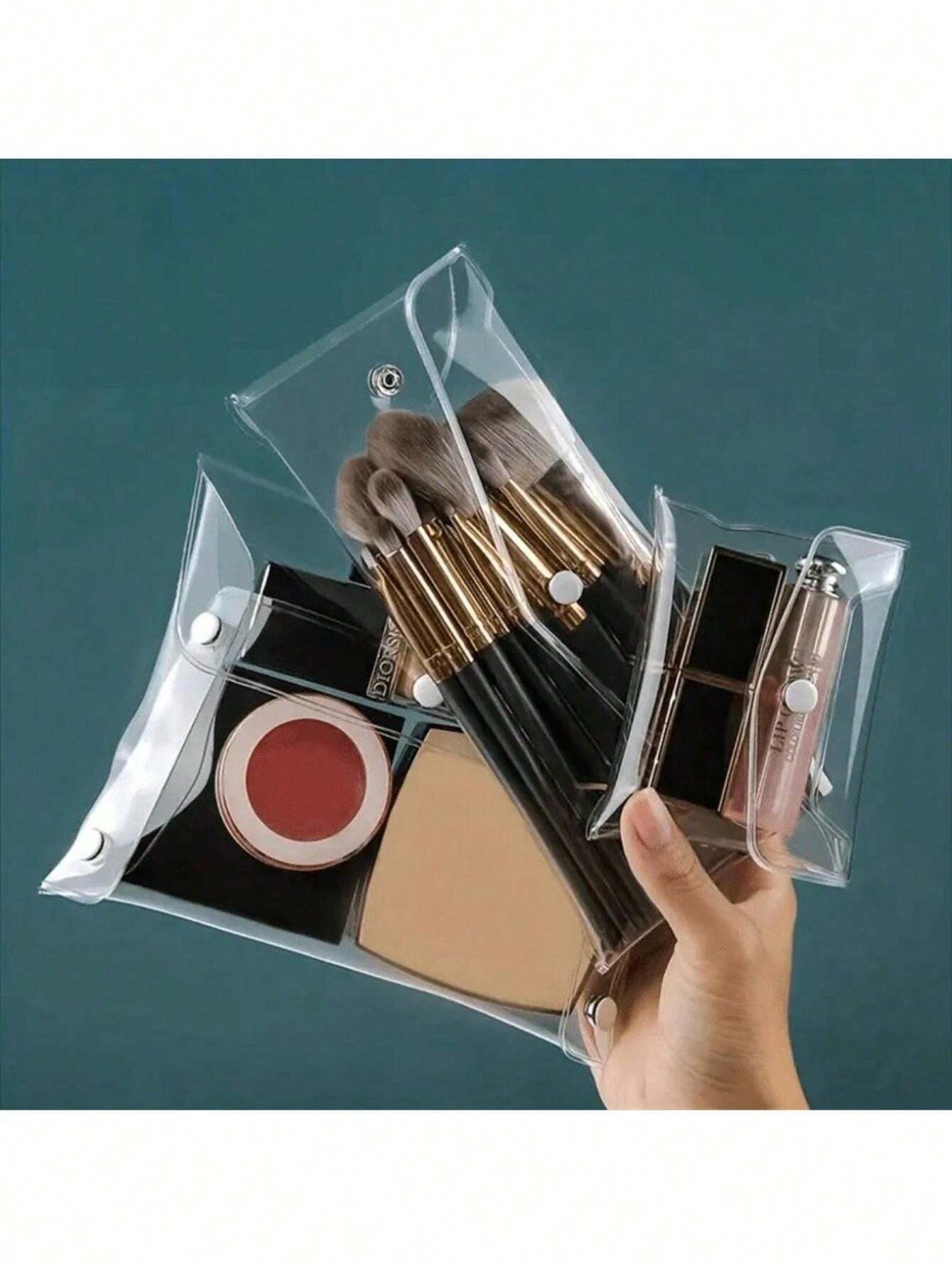 ONEART 3er Set Transparente Kosmetiktaschen – Wasserdicht, 18x5x12 Cm, TSA-zugelassen, Pink, Für Reise & Badezimmer