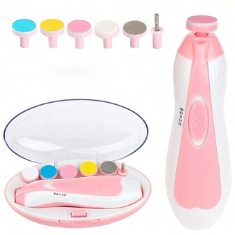 One-In-One Baby Electric Nail File,Nail Clippers, Nail Care Set,Baby Nail Trimmer Electric Six-In-One Multi-Head Anti-Scratch Children's Anti-Pinch Nail Trimmer Set Portable (This Product Does Not Include Batteries Requires Users To Bring 2 Batteries 5)
