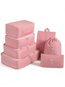 Bộ 6/7/8 túi đựng đồ du lịch di động - Sắp xếp quần áo, giày dép và đồ lót của bạn một cách dễ dàng - Hoàn hảo để đóng gói hành lý và vali Túi đựng đồ du lịch có in khẩu hiệu di động kèm giày dép, đồ vệ sinh cá nhân và túi giặt Đồ dùng học tập Đồ dùng học tập cho trường học cho sinh viên Trang trí phòng ký túc xá Trang trí phòng ngủ Đồ dùng ký túc xá thiết yếu cho học sinh Giáo viên Khối đóng gói Lưu trữ quần áo Bộ sắp xếp quần áo Bộ túi du lịch Bộ sắp xếp du lịch Đồ dùng du lịch thiết yếu - Hồng - Xem 13