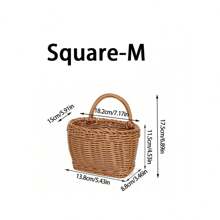 1 pieza Cesta de almacenamiento colgante tejida de tamaño pequeño, para cebolla, jengibre y ajo montada en la pared. Cesta de almacenamiento montada en la pared, cesta decorativa floral, cesta de almacenamiento multifuncional, macetero de marco metálico para jardín, cestas colgantes bohemias modernas de cuerda, acentos de ratán natural mixto para la decoración de la terraza con estilo costero