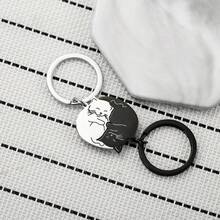Quà tặng mối quan hệ xa cho bạn trai | Bộ móc khóa cặp đôi | Móc khóa cặp đôi mèo | Quà tặng ngày lễ tình nhân | Móc khóa giải đố khắc hình Halloween - vài con mèo - Xem 6