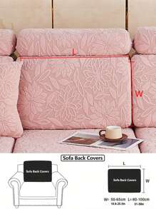 1入組花卉浮雕沙發套件,彈性天鵝絨材質,簡單甜美風格,全覆蓋設計,適合沙發座椅,靠背和扶手。適合各種季節,適用於各種沙發 - 粉色 - 查看 3