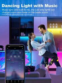 3.3ft-131ft Led Lights For Bedroom Music Sync Color Changing RGB Led Strip Lights With Remote App Control Bluetooth Led Strip, Led Lights For Room Home Kitchen Decor Party 100 Ft (2 Rolls Of 50ft),3ft-17ft Button Style No Bluetooth&No Music Sync