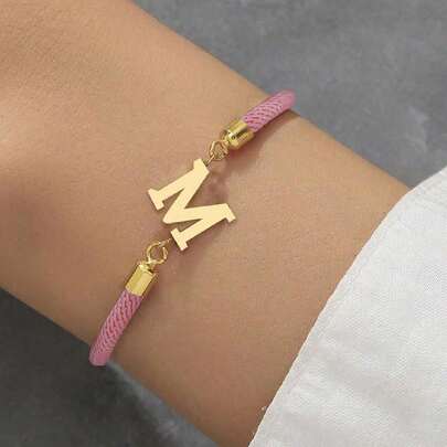1 件新款经典 A-Z 字母手链女士简约可调节彩色绳手链女士珠宝礼物