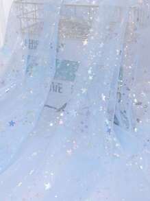 1 pieza de tela de tul iridiscente con estrellas, tela de encaje de malla de galaxia para vestido de princesa DIY - Multicolor - Ver 19