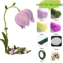 超值装 212 件扭杆铃兰花灯笼装饰 DIY 手工套装，管道清洁花套装，包括 70 种花色、50 种橄榄绿、30 种黄色、30 种装饰色、升级绒毛雪尼尔茎、10 根花茎、1 个花园胶带（附 1 个分步视频），手工制作的装饰品，非常适合家居装饰、节日礼物 - 彩色 - 查看 17