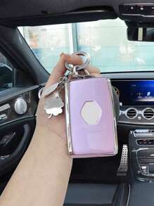 Leaf Decor Keychain & Car Key Case Compatible With Dongfeng Renault, Key Fob Cover - Purple - View 2