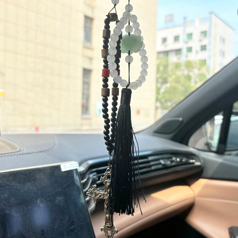 1pc Car Interior Hanging Decor, Creative Rear-View Mirror Accessory - one-size - View 1
