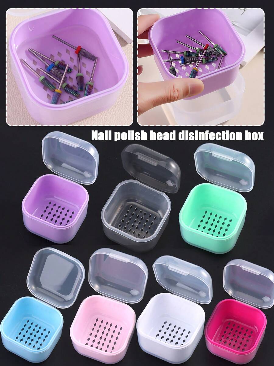 Mũi khoan nghệ thuật làm móng Đầu mài Máy khử trùng Hộp khử trùng Hộp vệ sinh dụng cụ làm móng Hộp đựng đồ làm móng Phụ kiện kẹp cắt móng - Nhiều màu - Xem 1