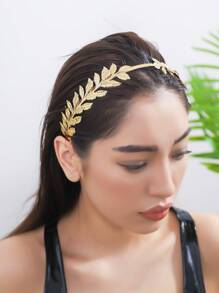 1 件时尚叶子头带发饰适合女孩巴洛克时尚休闲个性化发饰、发带、发箍头带 - 金色 - 查看 5