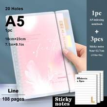 1pc,A5/B5,54sheets,108pages,Binder,Indexing Notebook,Feather Planner,Removable Loose-Leaf,Office,School Supplies,Multicolor Bookmark Binder,School Supplies,Back To School