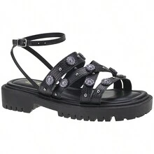 Women's Gladiator Sandal With Appliques - 黑色 - 查看 2