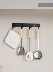 1个黑色门后挂钩，铝制免钻孔浴室厨房挂钩，壁挂式衣帽架浴室配件浴室工具