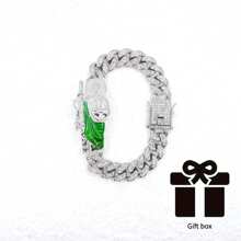1pc St. Jude Decorated Bracelet Rhinestone Decoration Silver Color Men's Jewelry - Green - View 1