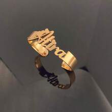 定制 2CM 宽手镯，适合女孩，个性化字母名称不锈钢金色心形铭牌袖口手镯，适合女孩的礼物，婴儿洗礼礼物 - 金色 - 查看 4