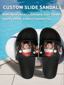 Customized Women's Beach Slippers For Christmas, 3D Printed Christmas Gift, Personalized Photo Furniture Slippers, Cute Custom Slippers, Comfortable For Indoor/Outdoor, Beach, Home, Gift For Couple, Mother, Father, Fiancee, Family, Friends, Siblings, Christmas