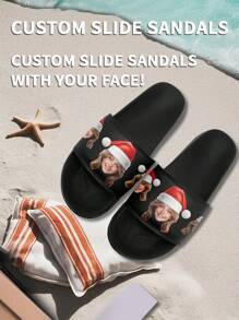 Customized Women's Beach Slippers For Christmas, 3D Printed Christmas Gift, Personalized Photo Furniture Slippers, Cute Custom Slippers, Comfortable For Indoor/Outdoor, Beach, Home, Gift For Couple, Mother, Father, Fiancee, Family, Friends, Siblings, Christmas