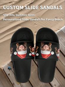 Customized Women's Beach Slippers For Christmas, 3D Printed Christmas Gift, Personalized Photo Furniture Slippers, Cute Custom Slippers, Comfortable For Indoor/Outdoor, Beach, Home, Gift For Couple, Mother, Father, Fiancee, Family, Friends, Siblings, Christmas