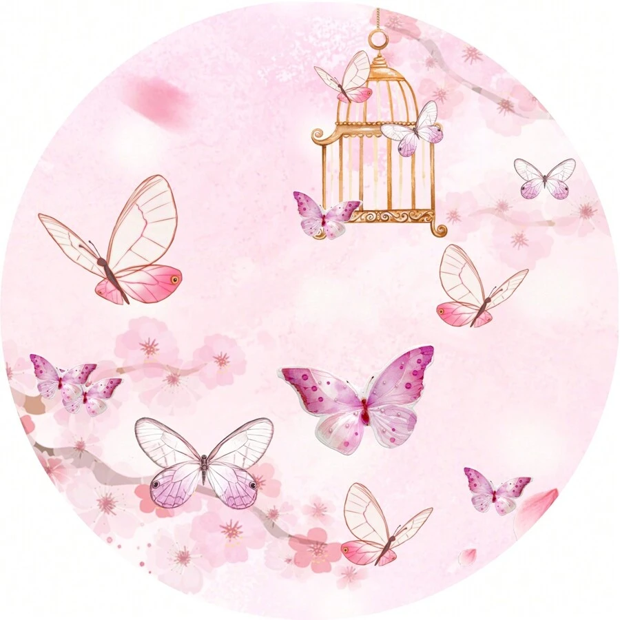 50 4cm Butterfly Label Stickers - 粉色 - 查看 1