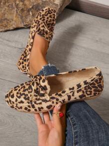 女士时尚蝴蝶结装饰乐福鞋 - 一脚蹬平底鞋 - 春夏新品 - 舒适百搭 - 休闲风格 - 日常/办公室穿着 - 蝴蝶结设计 - 平底鞋 - 低帮 - 仿麂皮材质 - 彩色 - 查看 5