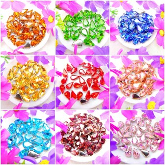 银色金属爪底座，纤薄水滴形玻璃非 AB 正常颜色花式椭圆闪亮手工缝纫水晶手工缝制水钻装饰珠平背有孔宝石 DIY 配件缝制石头水钻用于装饰衣服、连衣裙、包、鞋子、胸针、耳环、手工艺品。