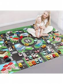 1pc, City Traffic Play Mat, Large Non-Woven Game Pad, Waterproof Moisture-Proof, Interactive Road Map For Kids Playing With Toy Cars, Room Decor, Educational Tool Christmas Gift(Random Accessories)
