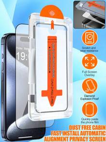 1pc Instant Fit Apple Phone Screen Protector, Black Edge Covered No White Edges, 9H Tempered Glass Film Anti-Drop Anti-Crack, Comes With Installation Tools, Compatible With IPhone 15/15 Plus/15 Pro/15 Pro Max/14/14 Pro/14 Pro Max/14 Plus/13/13 Pro/13 Pro Max/12/12 Pro/12 Pro Max/11/11 Pro Max/11 Pro/X/XS/XS MAX