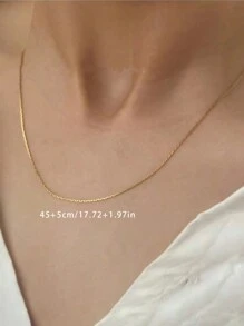 1 szt. 16"18" Złoty Srebrny Minimalistyczny Cienki Łańcuszek Naszyjnik Stal nierdzewna Łańcuszek obojczyka Kobiety Randki Impreza Bankiet Biżuteria