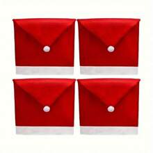 4/6 PEÇAS Capas para Cadeiras de Natal, Capas Deslizantes de Chapéu de Papai Noel, Capas para Encosto de Cadeira de Natal, Usadas para Decoração de Restaurante de Natal, Deixando a Família Sentir o Ambiente Exclusivo de Natal Juntos