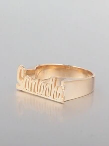 定制独特名字雕刻单指戒指，男女通用父亲节、母亲节、情人节、生日、周年纪念、朋友、毕业典礼、圣诞节礼物 - 金色 - 查看 23