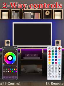 3.3ft-131ft Led Lights For Bedroom Music Sync Color Changing RGB Led Strip Lights With Remote App Control Bluetooth Led Strip, Led Lights For Room Home Kitchen Decor Party 100 Ft (2 Rolls Of 50ft),3ft-17ft Button Style No Bluetooth&No Music Sync
