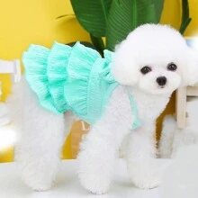 Pink Bow Decorative Pet Dress, Candy Cake Layer Skirt Design Pet Clothes, Versatile Casual Style EU & US
