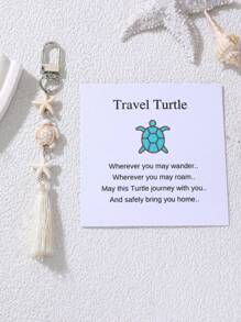 1pc Minimalist Colorful Sea Turtle, Starfish Shaped Tassel Keychain, Comes With Card, Suitable As For Best Friends, Couples, Bag Pendant Car Accessories Bag Charm School Cute Goth Y2k Christmas Gift Ideas Bag Lanyards With Id Holder Car Accessories Bag Charms - Multicolor - View 12