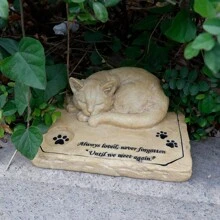 Pet Memorial Stone Marker For Cats 3D Cat Garden Stone Cat Cemetery Marker Stone Tombstone Lost Cat Sympathy Gift - Multicolor - View 2