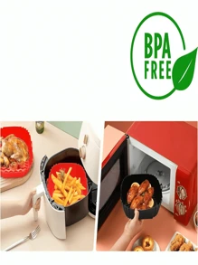 Kit 3 unidades Cesto de silicone quadrado para fritadeira airfryer, microondas reutilizável