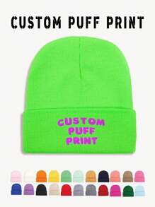 [Customized] Unisex Personalized Cap, Name Or Logo, Knitted Beanie With Rolled Edge, Suitable For Daily Wear, Father's Day And Mother's Day Gift - Custom Text - View 11