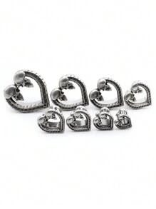 2 Pieces 8-25mm Stainless Steel Heart Love Skull Flared Women Ear Tunnels Plugs Expander Stretcher Earrings Body Piercing Jewelry