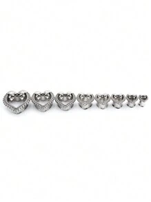 2 Pieces 8-25mm Stainless Steel Heart Love Skull Flared Women Ear Tunnels Plugs Expander Stretcher Earrings Body Piercing Jewelry