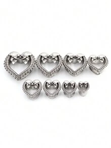 2 Pieces 8-25mm Stainless Steel Heart Love Skull Flared Women Ear Tunnels Plugs Expander Stretcher Earrings Body Piercing Jewelry