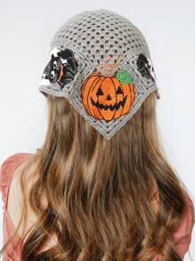 Women Bandana 1pc Halloween Headband Pumpkin, Bat, Spider Knitted Triangular Scarf Headband Hair Accessories Autumn Accessories Fall Winter Hair Band For Vacation Outfits Woman - Multicolor - View 1