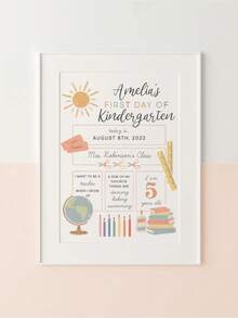 开学第一天标志可编辑模板、开学最后一天可打印模板、返校照片、幼儿园学前班、开学第一天 - 白色 - 查看 6