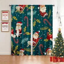 2 rèm cửa Giáng sinh, rèm cửa in hình ông già Noel hoạt hình, rèm cửa 100% polyester cho phòng ngủ, phòng khách, trang trí cửa sổ nhà bếp - màu sắc - Xem 6