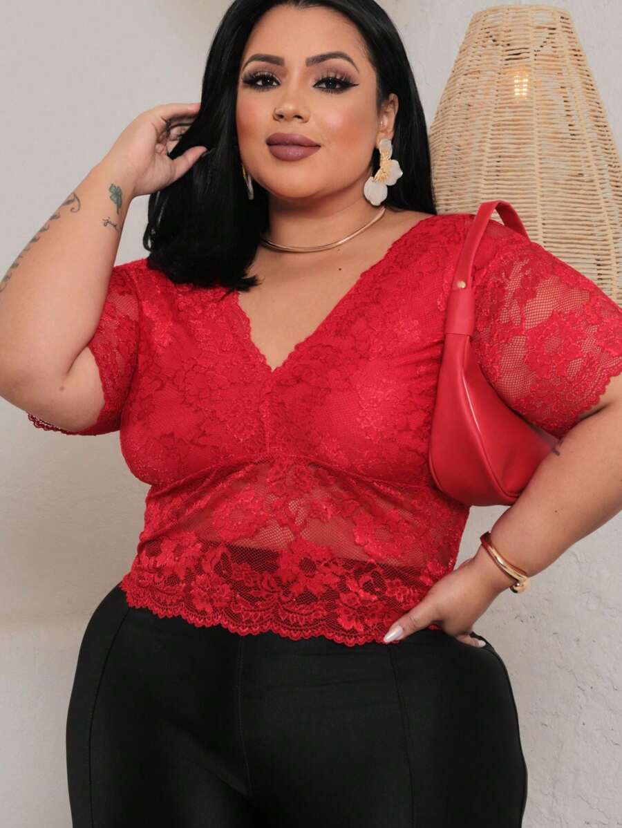 Plus Size Women Tops - Đỏ - Xem 1