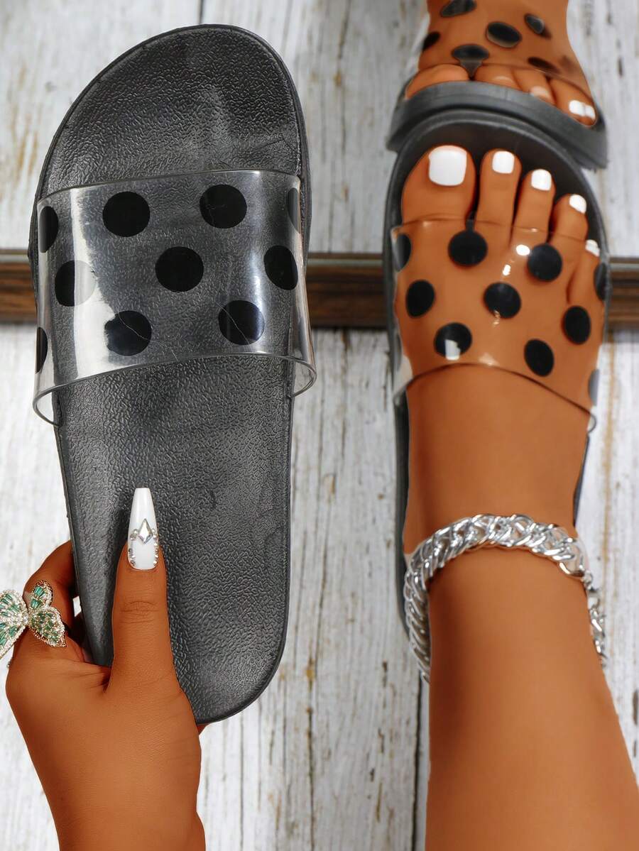 Pantuflas casuales para mujer, nuevas pantuflas de moda para usar fuera de casa - Negro - Ver 1