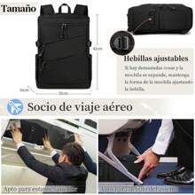 Laptop Backpack 15.6 Inch Waterproof Travel Backpack Large Capacity Rucksack For Women Men Work Travel Black Blue - 黑色 - 查看 6