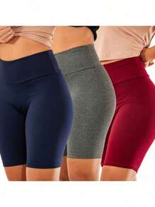 Kit 3 Bermuda Shorts Suplex Gym Fitness Women's High Waist Black Green Blue - 彩色 - 查看 6