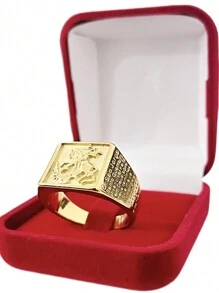 Saint George Gold Plated Stainless Steel Men's Ring - Gold - View 2